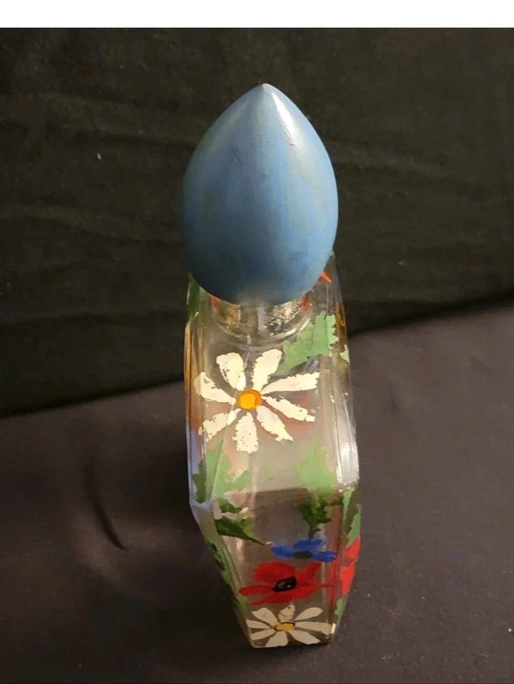 Austrian Handpainted Floral Glass Vanity Set - 3 Pieces, Blue Accents